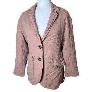 Madewell Linen Blend Gauze Neutral 2 Button Blazer Jacket Size Small
